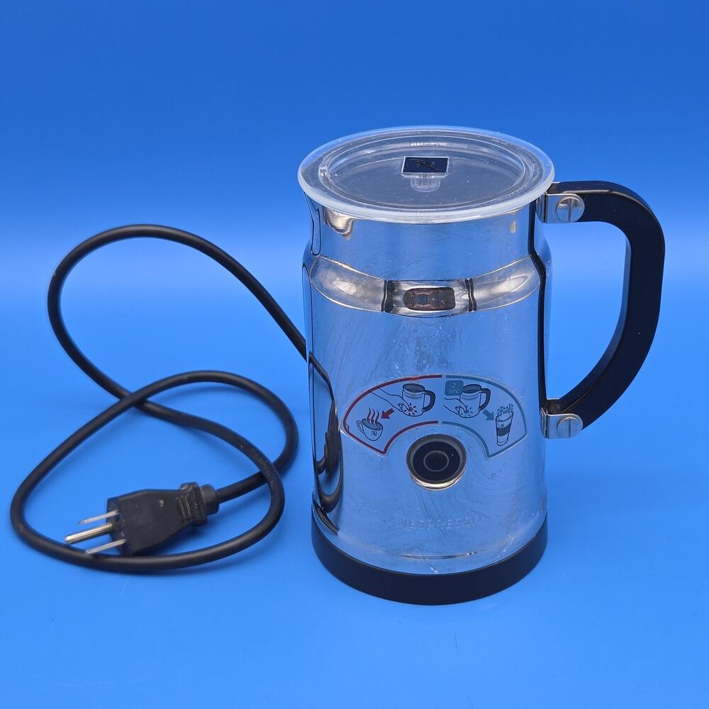 Nespresso Aeroccino Plus Electric Milk Frother Stainless Steel Chrome w/ Base